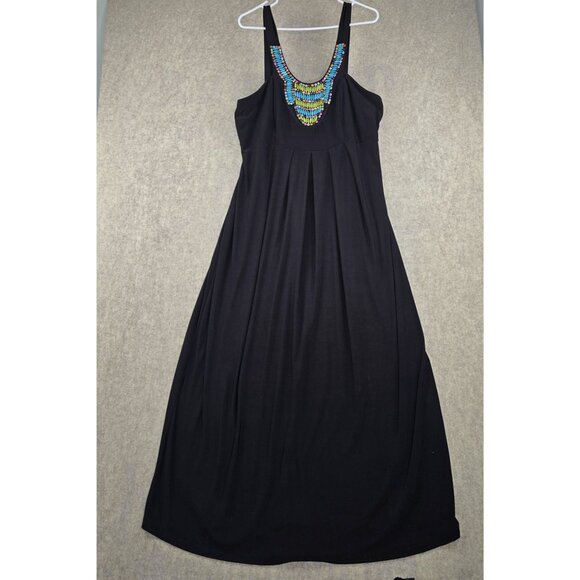 Cato Woman Plus Size Maxi Dress Black Beaded Scoop Neck Flowy Sleeveless 22/24W - Picture 1 of 7